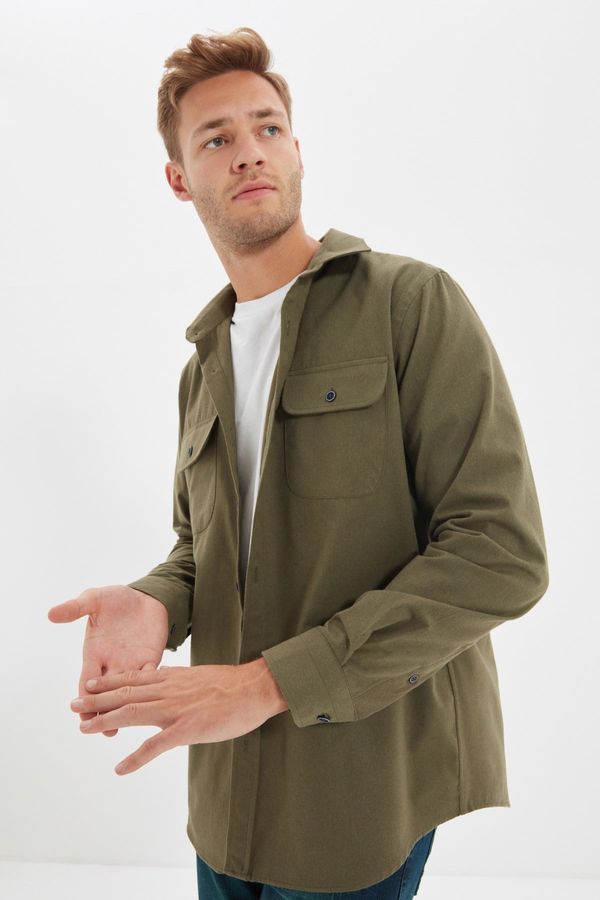 Trendyol Trendyol Khaki Regular Fit Double Pocket Covered Shirt