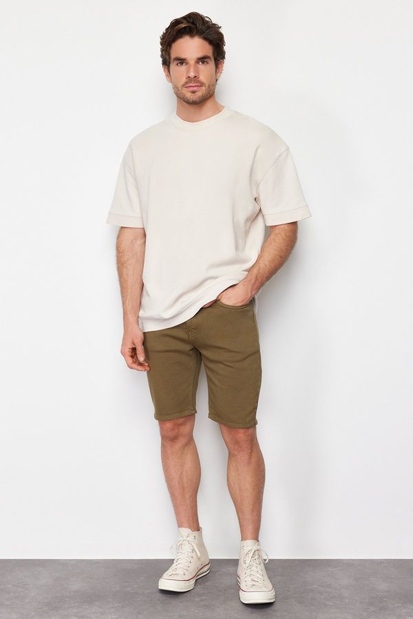 Trendyol Trendyol Khaki Regular Fit Stretchy fabric Denim Jeans Shorts