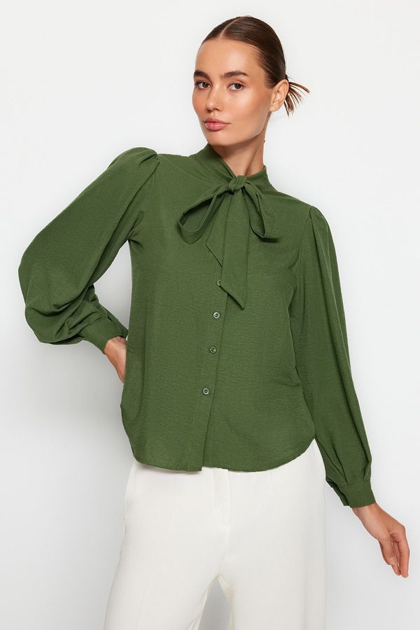 Trendyol Trendyol Khaki Scarf Woven Shirt