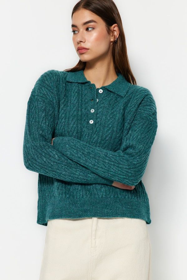 Trendyol Trendyol Khaki Wide fit mehki teksturirani pulover za pletenine
