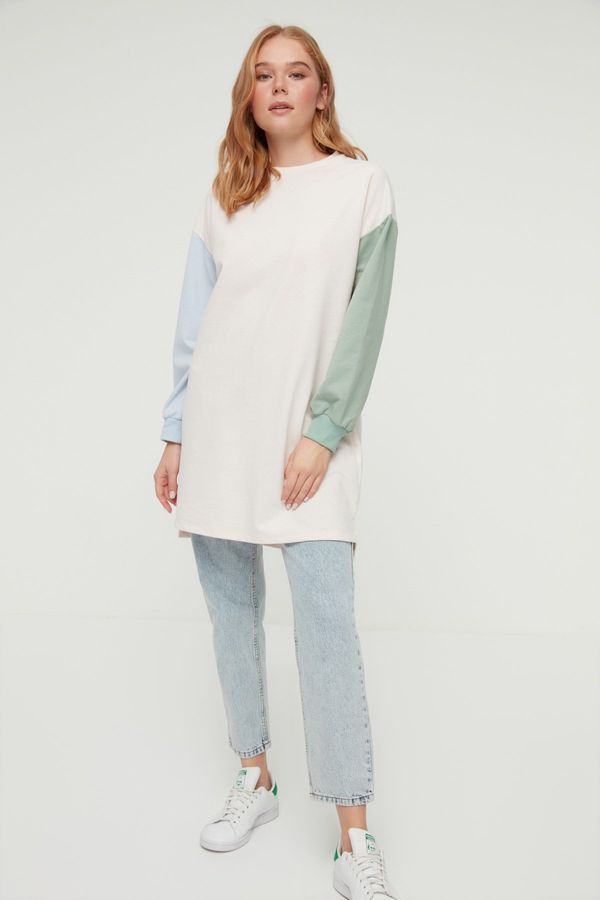 Trendyol Trendyol Knitted Ecru Long Back Sweatshirt