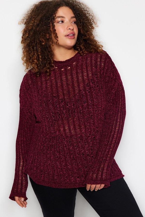 Trendyol Trendyol krivulja Claret Red Knitwear Plus pulover velikosti