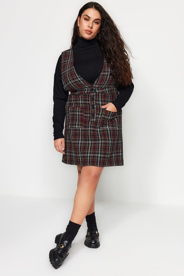 Trendyol Trendyol krivulja Črna ženiljska gilet obleka