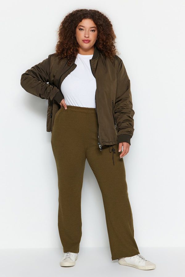 Trendyol Trendyol krivulja Khaki Crepe pletene trenirke