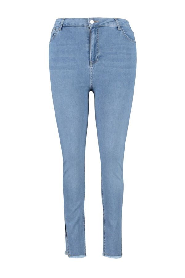 Trendyol Trendyol krivulja svetlo modra reža in detajl tassel fleksibilne skinny jeans kavbojke