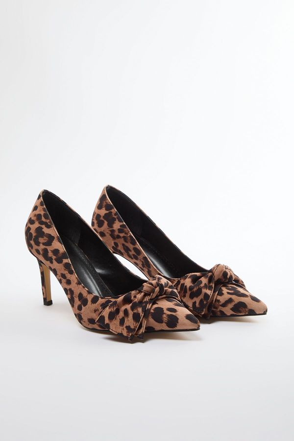 Trendyol Trendyol Leopard Bow Brown Women's Classic Heeled Shoe