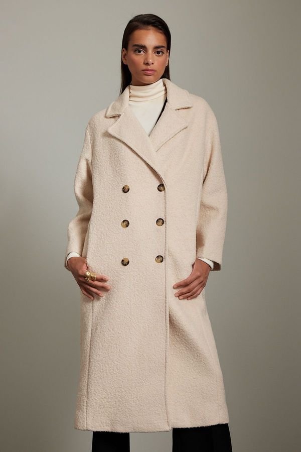 Trendyol Trendyol Light Beige Boucle Regular Long Wool Coat