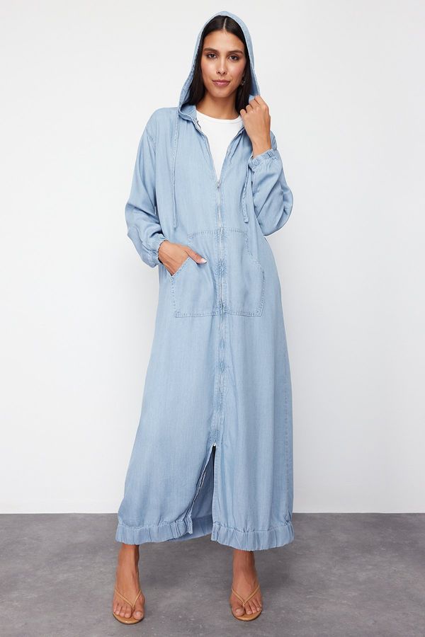 Trendyol Trendyol Light Blue 100% Tencel™ Oversize Denim Modest Trench Coat