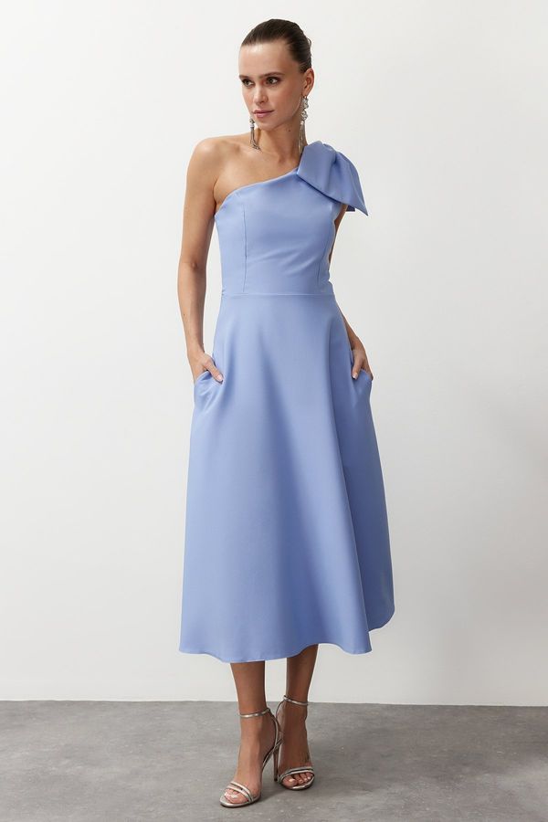 Trendyol Trendyol Light Blue Bow Detailed Elegant Evening Dress