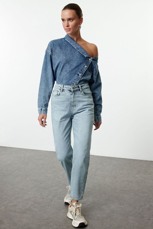 Trendyol Trendyol Light Blue High Waist Comfort Mom Jeans