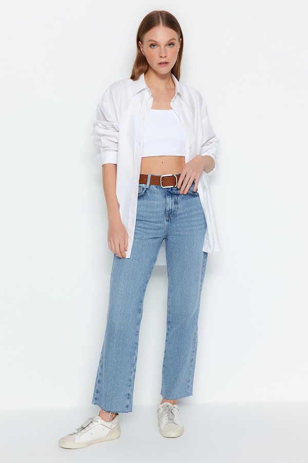 Trendyol Trendyol Light Blue High Waist Straight Jean