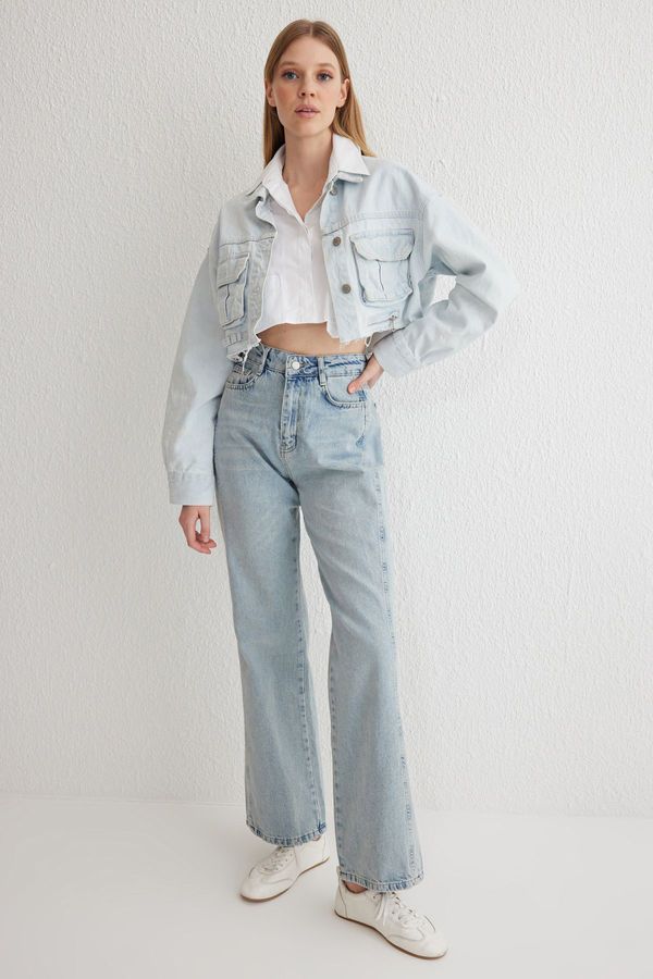Trendyol Trendyol Light Blue High Waist Wide Leg Jeans