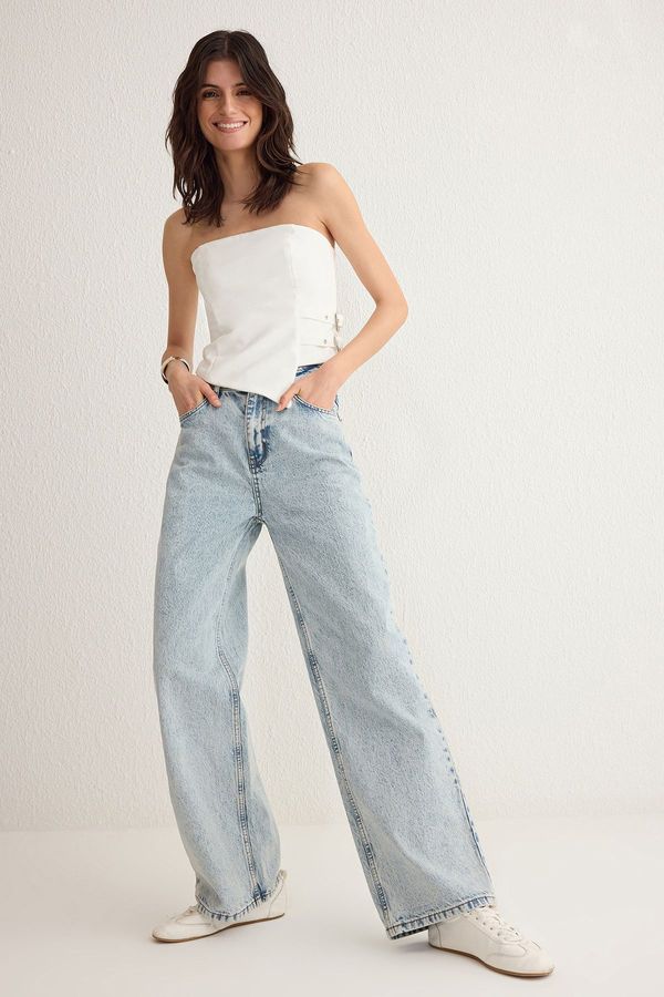 Trendyol Trendyol Light Blue High Waist Wide Leg Jeans