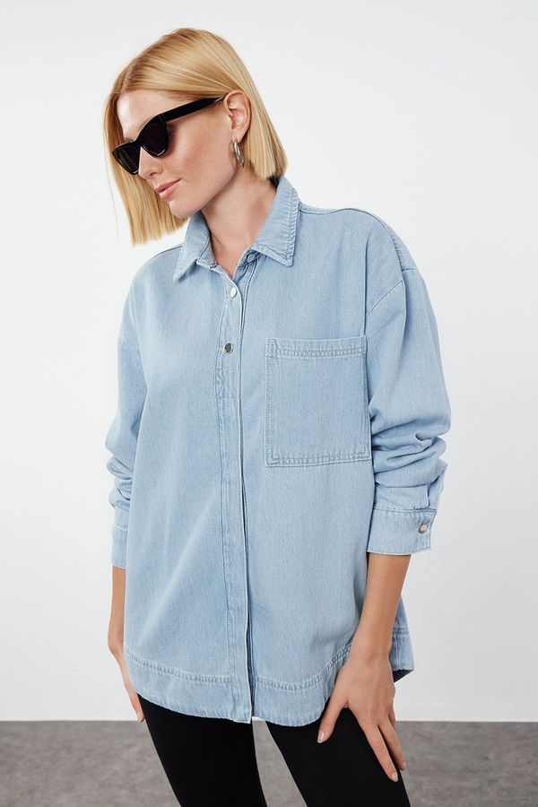 Trendyol Trendyol Light Blue Oversize Denim Shirt