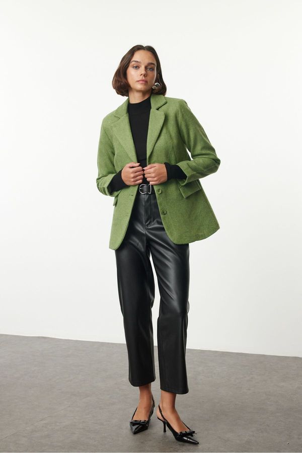 Trendyol Trendyol Light Khaki Cashmere Belted Blazer Jacket