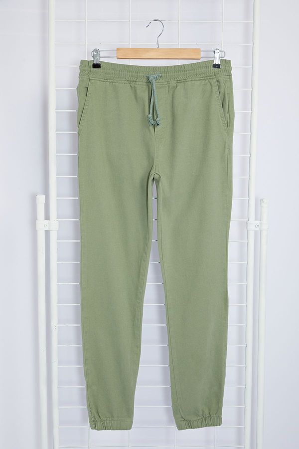 Trendyol Trendyol Light Khaki Elastic Waist Tied Jogger Fit Gabardine Trousers