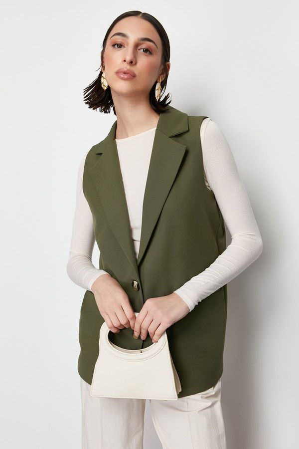 Trendyol Trendyol Light Khaki Finike Plain Woven Vest