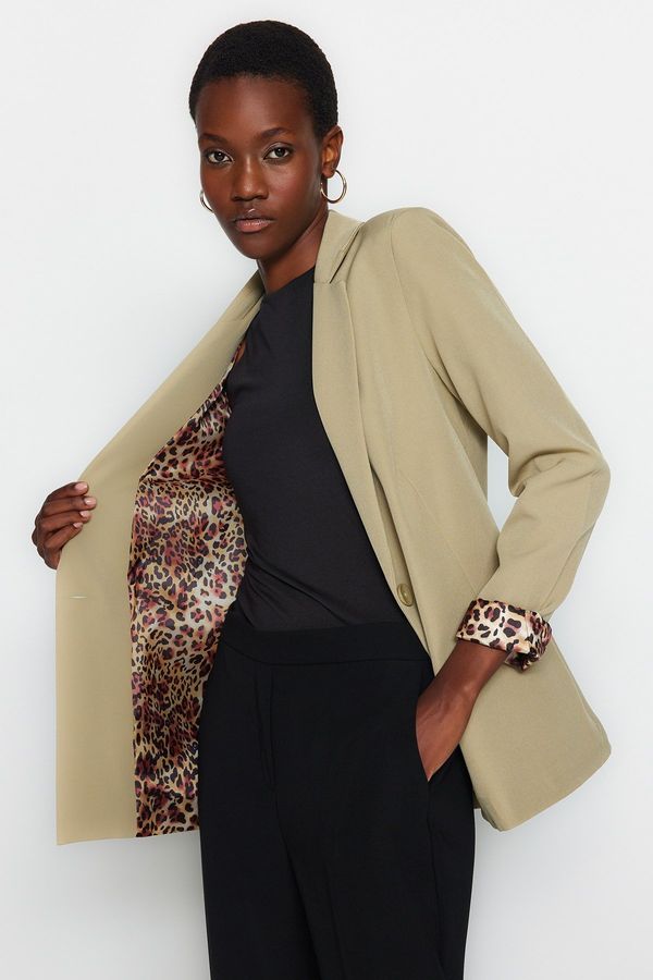 Trendyol Trendyol Light Khaki Regular Lining Detailed Woven Blazer Jacket