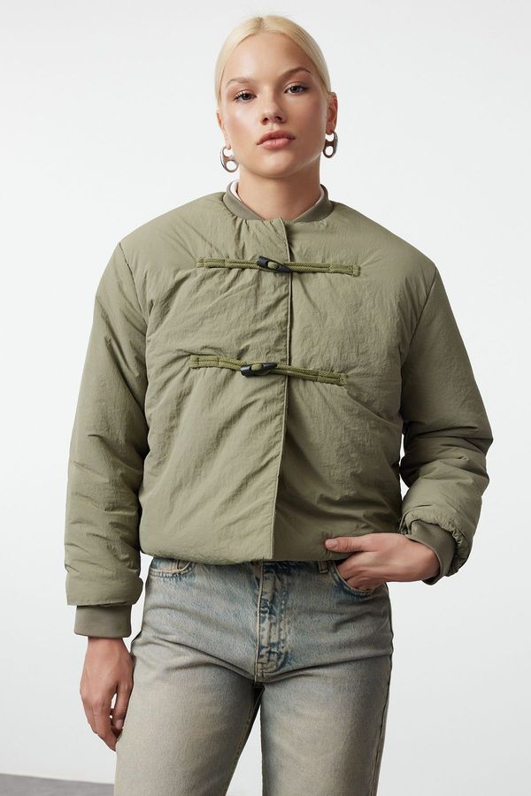 Trendyol Trendyol Light Khaki Regular Shepherd Closure Quilted Puffer Jacket