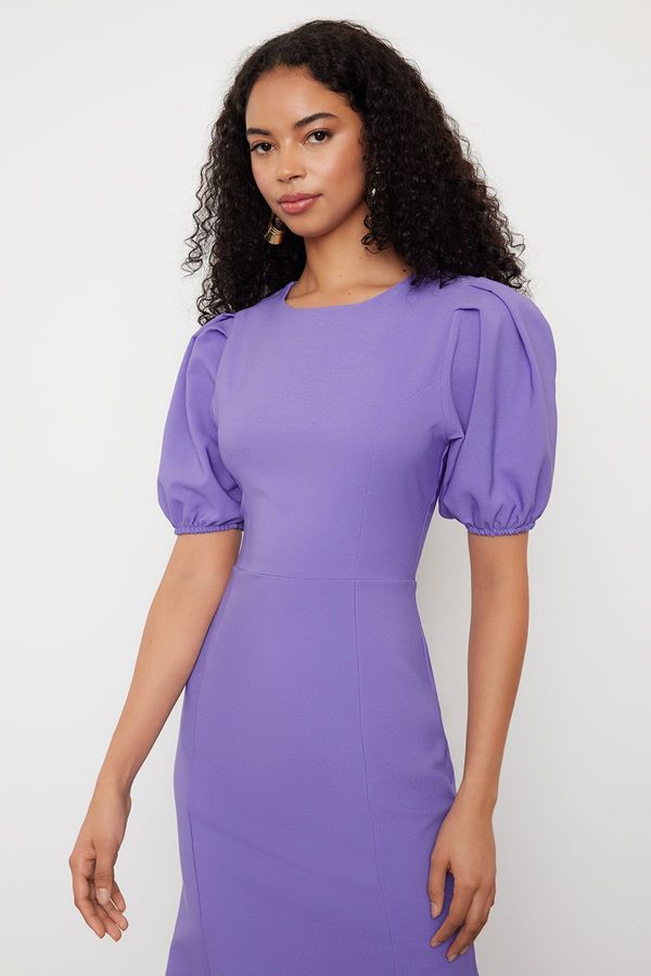 Trendyol Trendyol Lilac Bodycon Balloon Sleeve Midi Woven Dress