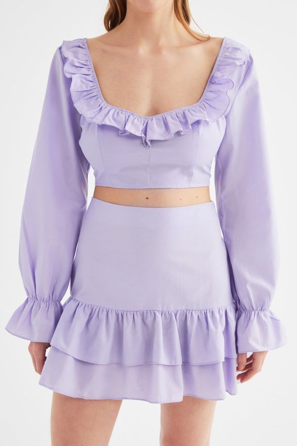 Trendyol Trendyol Lilac Frill Detailed Top-bottom Set