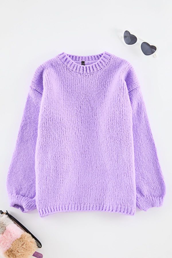 Trendyol Trendyol Lilac Girl Balloon Sleeve Mini Me Mother-Daughter Knitwear Sweater