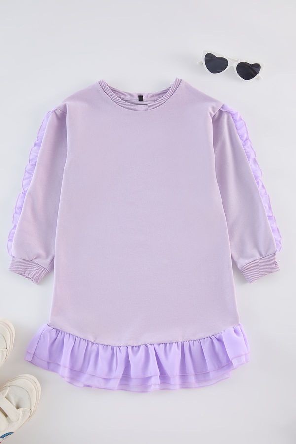 Trendyol Trendyol Lilac Girls Midi Plain Knit Dress