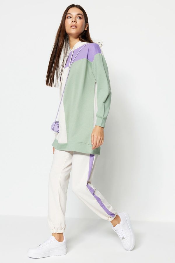 Trendyol Trendyol Lilac Oversize Knitted Color Block Tracksuit