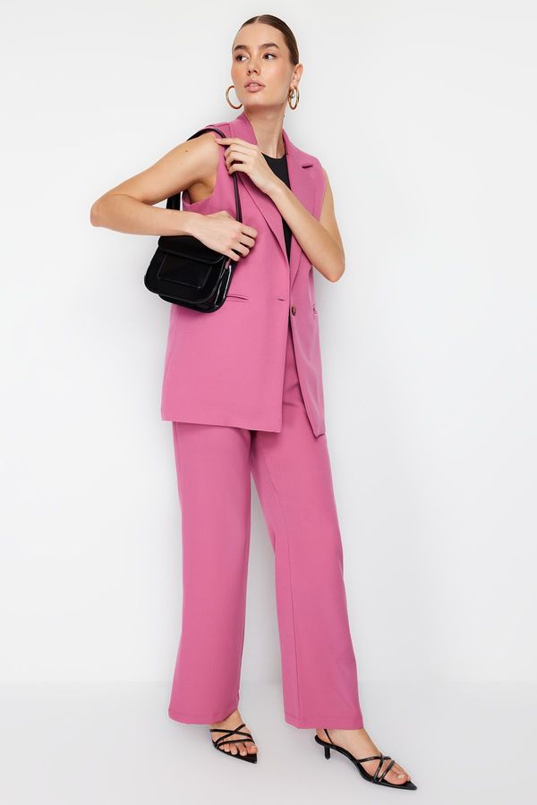 Trendyol Trendyol Lilac Regular Fit Vest and Wide Leg/Wide Leg Trousers Woven Two Piece Set