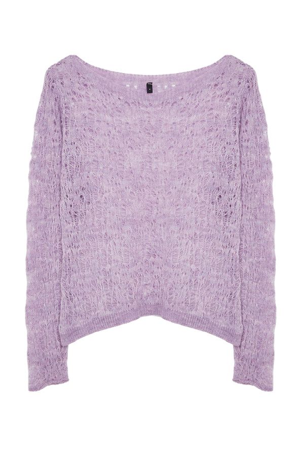 Trendyol Trendyol Lilac Soft Textured Openwork/Perforated Fine Knitwear Sweater