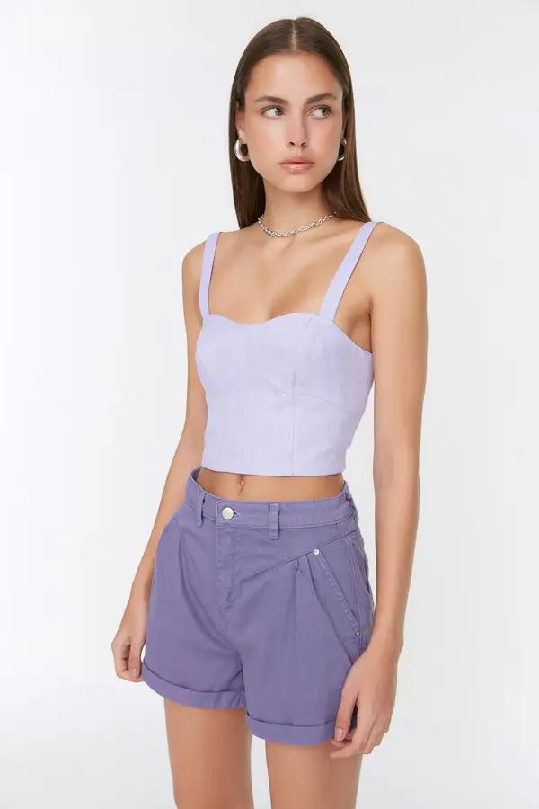 Trendyol Trendyol Lilac Stitch Detail Denim Shorts & Bermuda