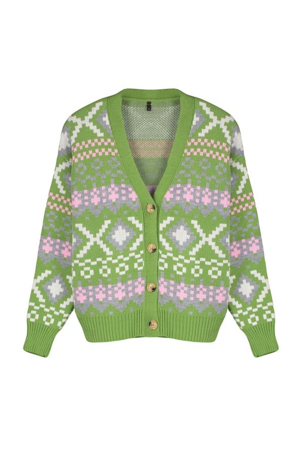 Trendyol Trendyol Lime Self Patterned Knitwear Cardigan