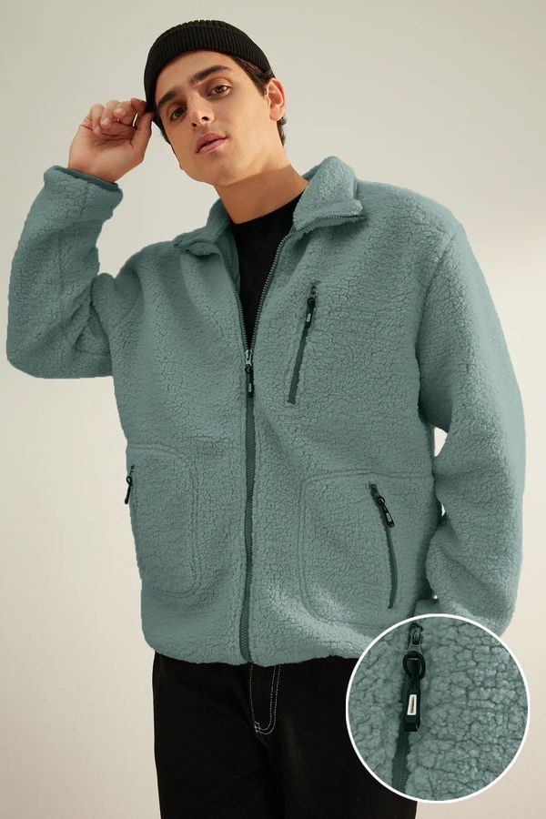 Trendyol Trendyol Limited Edition Mint Regular Fit Welsoft Plush Coat