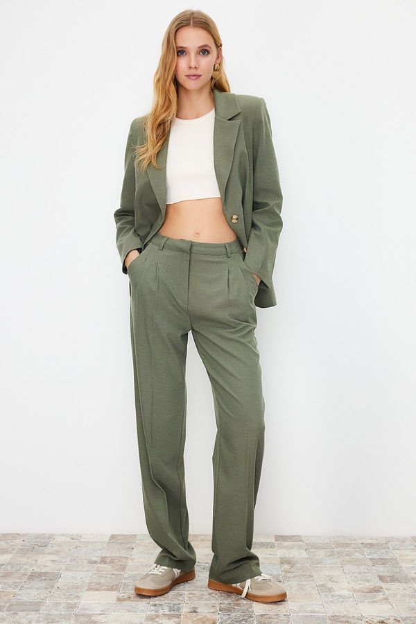 Trendyol Trendyol Limited Edition Mint Straight Pleated Woven Trousers