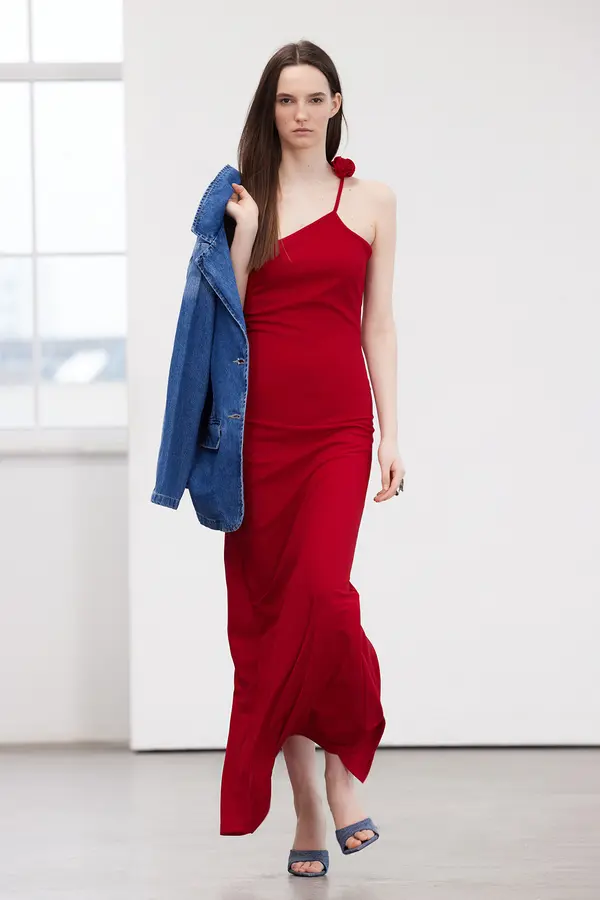 Trendyol Trendyol Limited Edition Red Fitted Knitted Long Evening Evening Dress