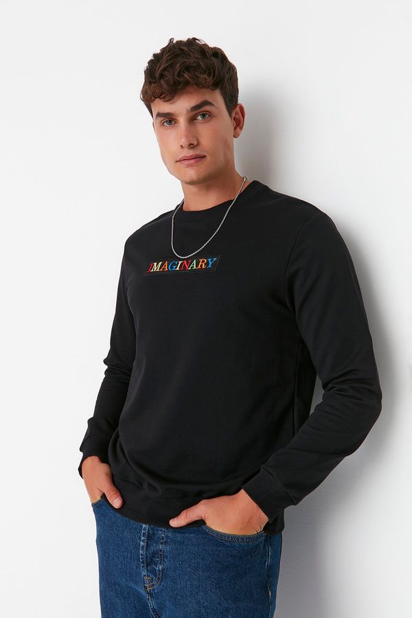 Trendyol Trendyol Men's Black Regular Fit Crew Neck Long Sleeve Sweatshirt
