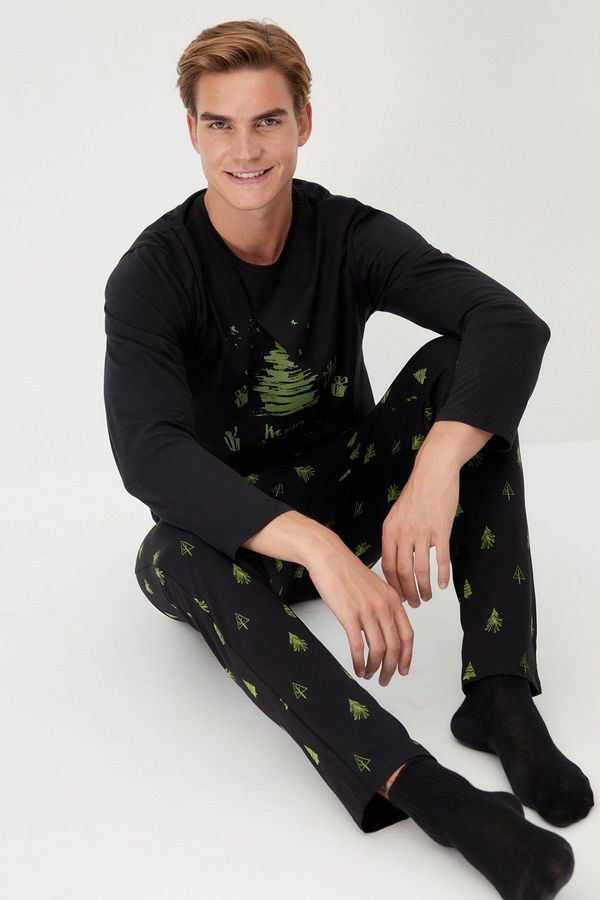 Trendyol Trendyol Men's Black Regular Fit Knitted Pajamas Set