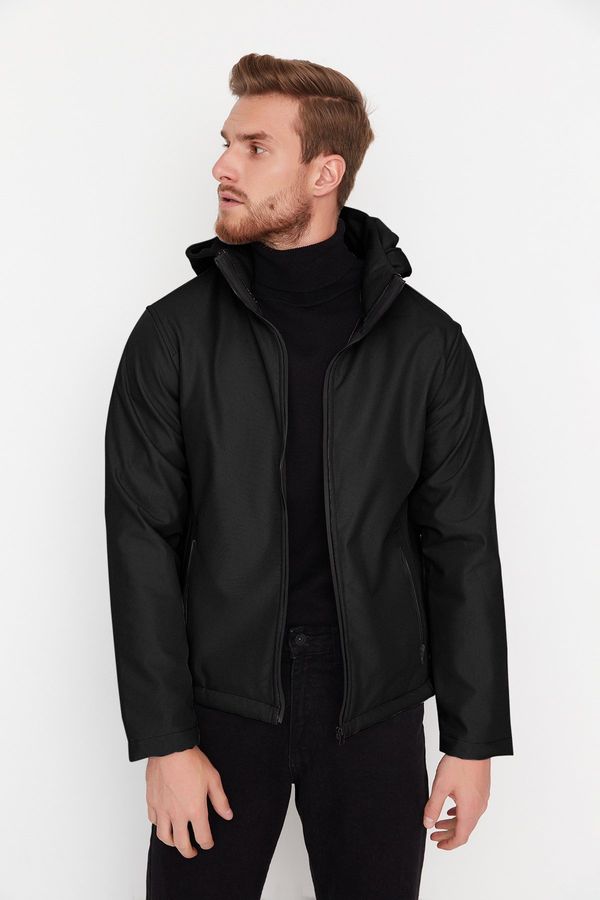 Trendyol Trendyol Men's Black Regular Fit odstranljiva jakna s kapuco