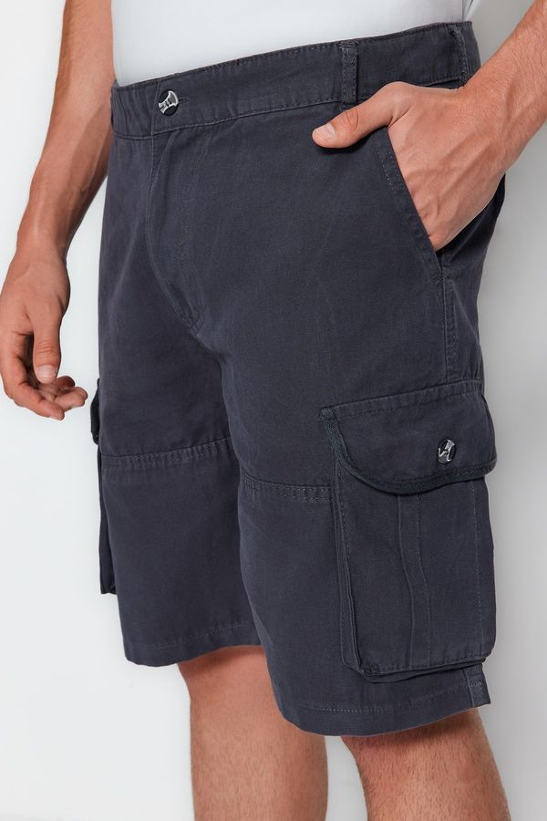 Trendyol Trendyol Men's Comfortable Woven Anthracite Regular Fit Cargo Pocket Shorts