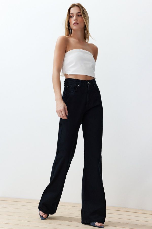 Trendyol Trendyol Midnight Blue High Waist Wide Leg High Waist Jeans