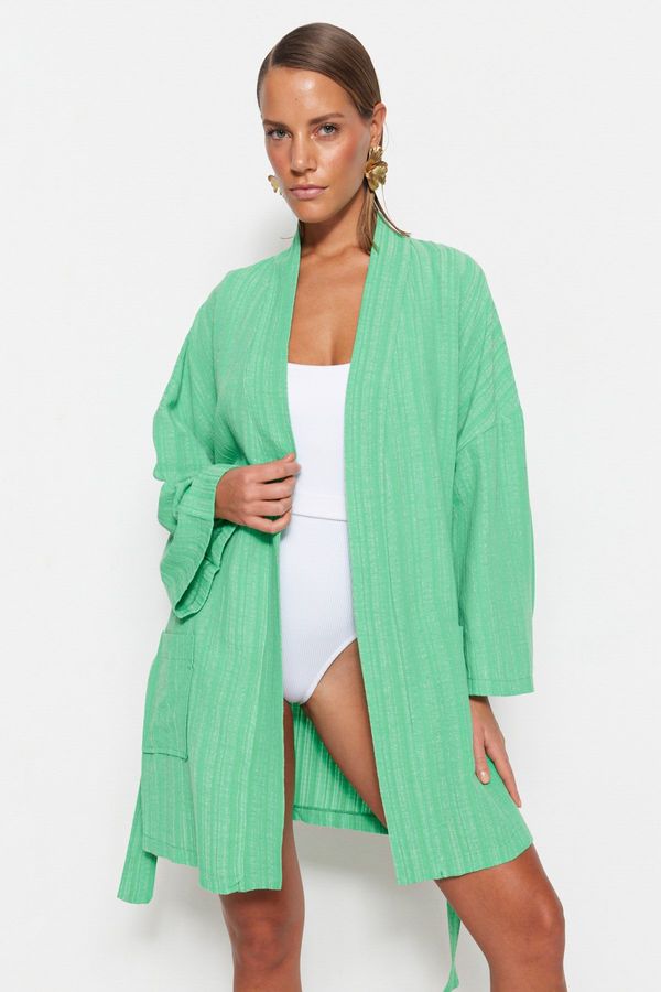 Trendyol Trendyol Mini Woven Kimono & Caftan with Green Belt