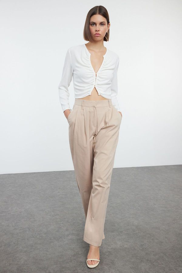 Trendyol Trendyol Mink Cotton Comfortable Fabric Wide Leg / Wide Leg Woven Trousers