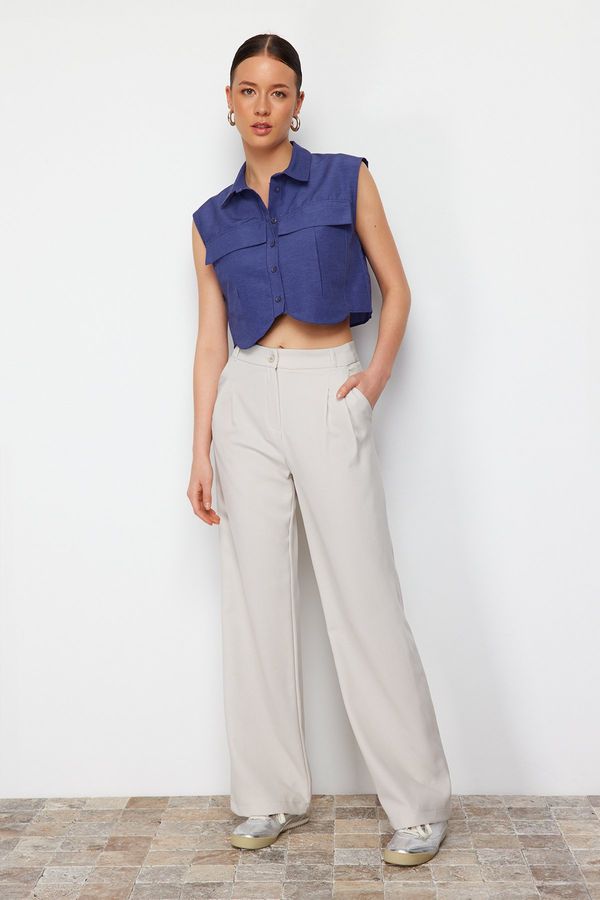 Trendyol Trendyol Mink High Waist Wide Leg Pleated Woven Trousers