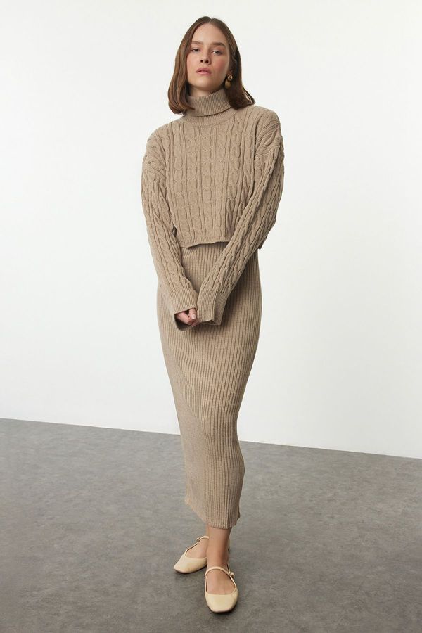 Trendyol Trendyol Mink Midi Knit Sweater Dress