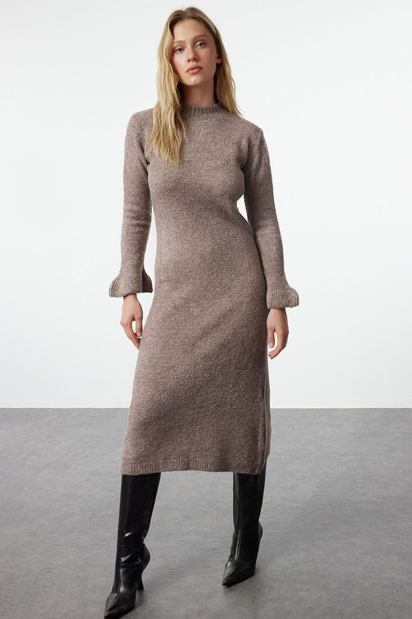 Trendyol Trendyol Mink Midi Knitwear Boucle Dress