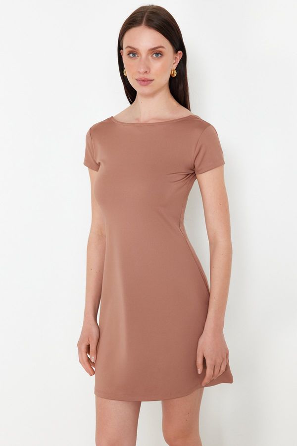 Trendyol Trendyol Mink More Sustainable A-Line/A-Line Form Flexible Knitted Mini Dress