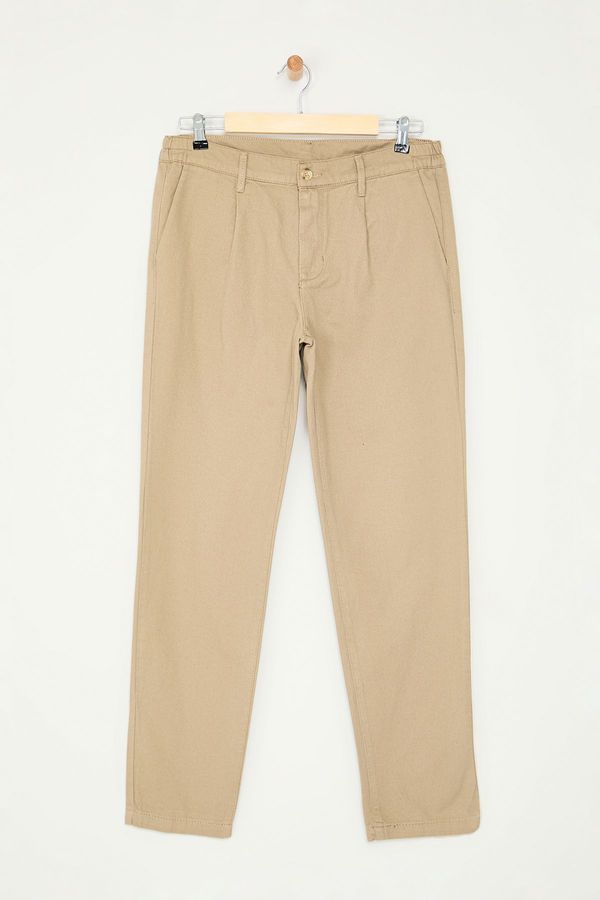 Trendyol Trendyol Mink Pleat Detailed Elastic Waist Chino Trousers