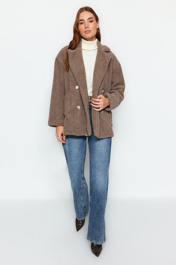 Trendyol Trendyol Mink Premium prevelik širok plišast plašč