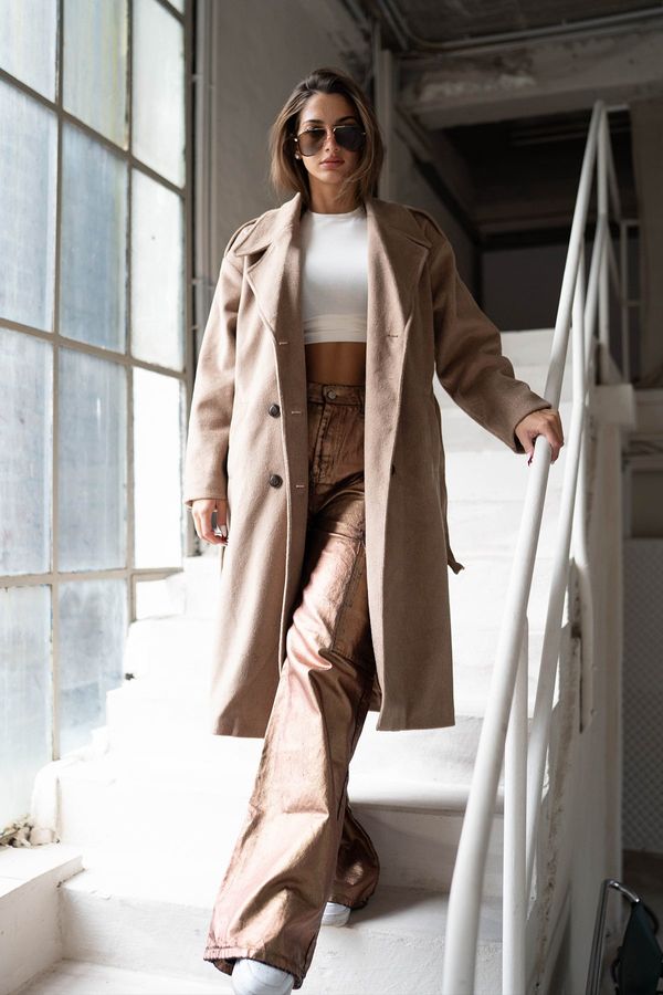 Trendyol Trendyol mink prevelik širok rezani pasni plašč