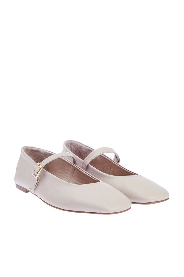 Trendyol Trendyol Mink Real Leather Square Toe Women's Ballerinas